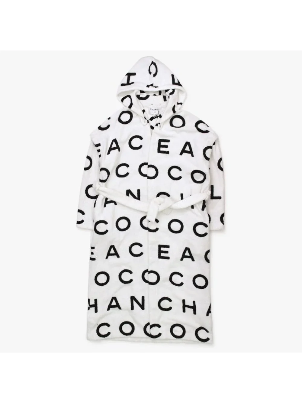 Chanel Logo Bathrobe Jacket Gown Black White